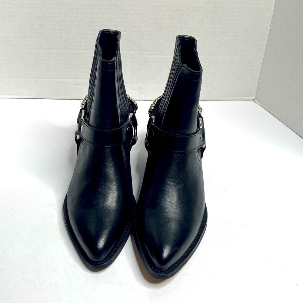 KURT GEIGER Sylvie Crystal leather boots rocky ladies ankle boots black Size 6 - Picture 2 of 5